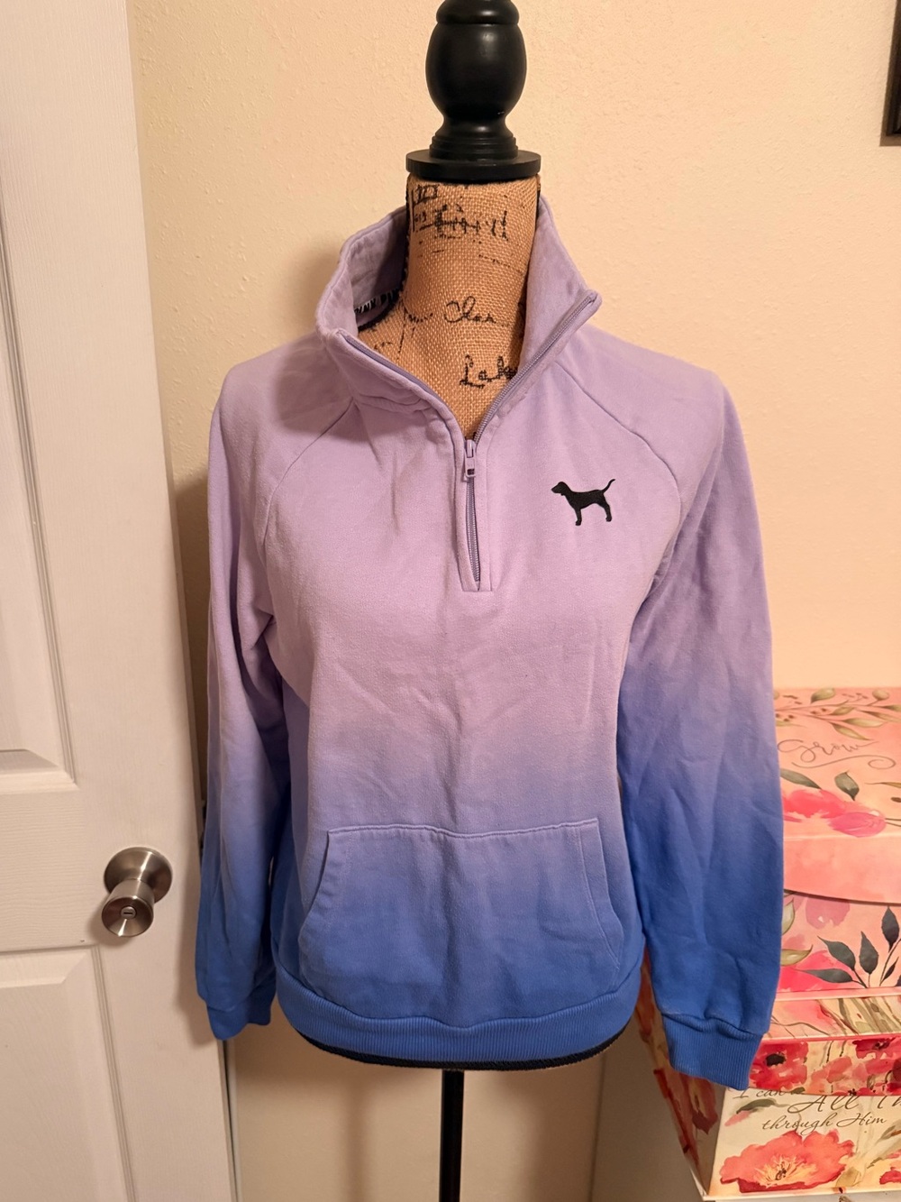 PINK Victoria's Secret Ombre Half-Zip Pullover Sweatshirt - Lavender to Blue